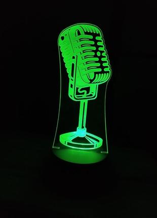 3d-світильник ретромікрофон, 3д-нічник, кілька підсвіток (на пульті), подарунок для співака10 фото