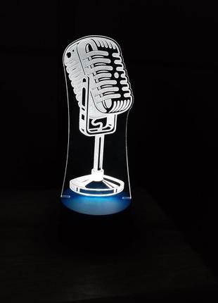 3d-світильник ретромікрофон, 3д-нічник, кілька підсвіток (на пульті), подарунок для співака8 фото