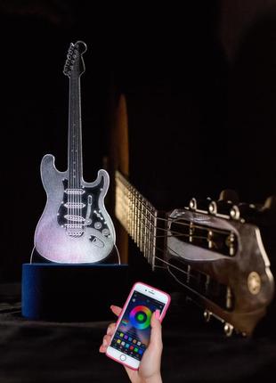 3d-светильник гитара, 3д-ночник, несколько подсветок (на bluetooth), подарок гитаристу рок музыканту