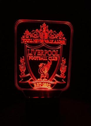 3d-світильник фк ліверпуль, 3д-нічник, кілька підсвічувань (на пульті)