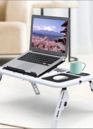 Складаний столик для ноутбука ld-09 e-table, столик з охолодженням 2 usb кулера, стіл підставка з вентиляцією.