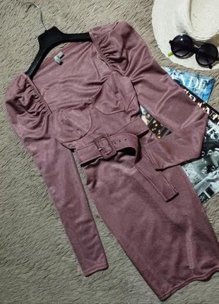 Шикарна корсетна сукня з поясом та об'ємними рукавами/плаття