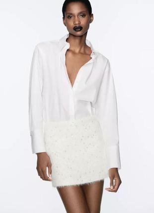 Юбка женская бежевая искусственный мех zara new