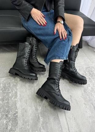 Ботинки женские кожаные зимние черные