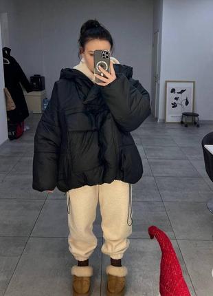 Теплый анорак в стиле oversized 💎 женская анорак куртка 42-48р / 115