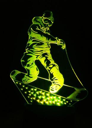3d-світильник сноубордист, 3д-нічник, кілька підсвічувань (на батарейці)