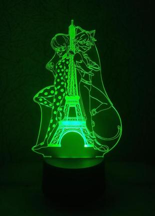 3d-світильник леді багі та суперкіт, 3д-нічник, кілька підсвіток (bluetooth), подарунок маленькій дівчинці