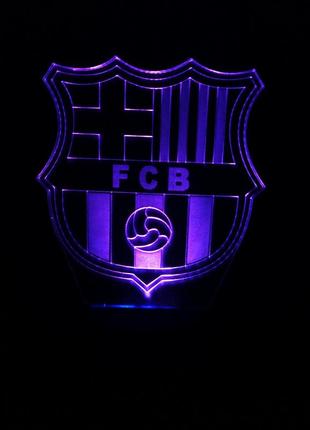 3d-светильник фк барселона, 3д-ночник, несколько подсветок (на пульте), подарок футболисту, футбольному фанату
