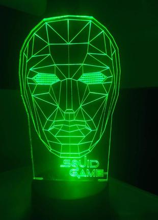 3d-світильник гра в кальмара фронтмен, 3д-нічник, кілька підсвічувань (на пульті)4 фото