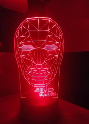 3d-світильник гра в кальмара фронтмен, 3д-нічник, кілька підсвічувань (на пульті)3 фото