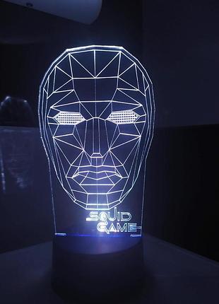 3d-світильник гра в кальмара фронтмен, 3д-нічник, кілька підсвічувань (на пульті)5 фото