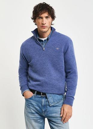 Шерстной свитер gant - superfine lambswool half zip jumper in blue