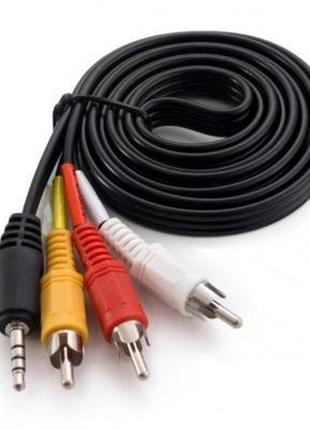 Кабель мультимедійний jack 3.5 mm male to 3rca 1.5m extradigital (kbv1731)