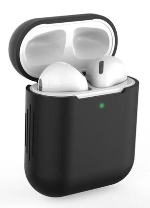 Силіконовий чохол для навушників airpods 2 (чорний)