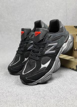Женские качественные и стильные кроссовки для девочек new balance 9060 черные на серой