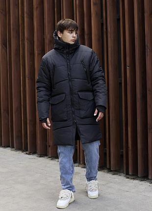 Зимняя удлиненная парка staff fox dark gray