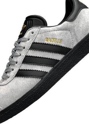 Мужские качественные кроссовки adidas gazelle gray black,прочные и легкие,кроссовки классика,спортивные комбин6 фото