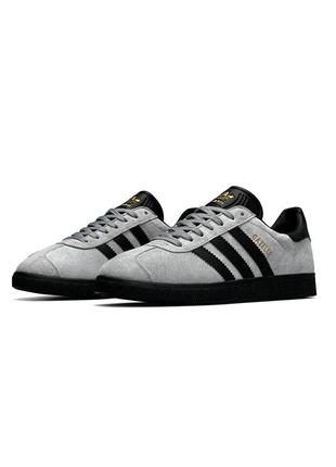 Мужские качественные кроссовки adidas gazelle gray black,прочные и легкие,кроссовки классика,спортивные комбин5 фото