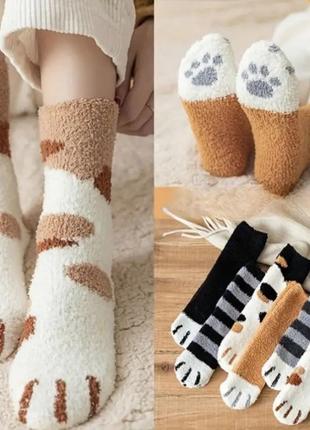 Махрові шкарпетки "лапки котика", для дітей та дорослих, onesize