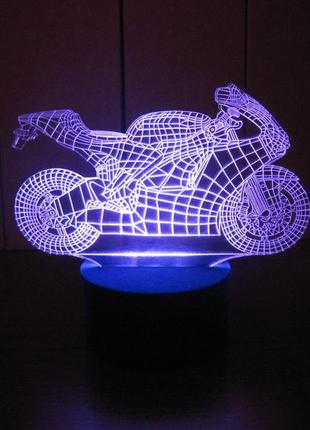 3d-світильник мотоцикл, 3д-нічник, кілька підсвіток (на bluetooth), подарунок для мотоцикліста байкера