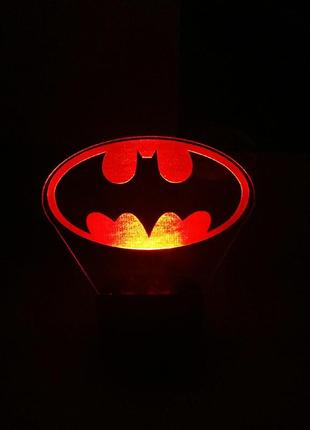 3d-светильник бэтмен лого, 3д-ночник, несколько подсветок (на bluetooth)