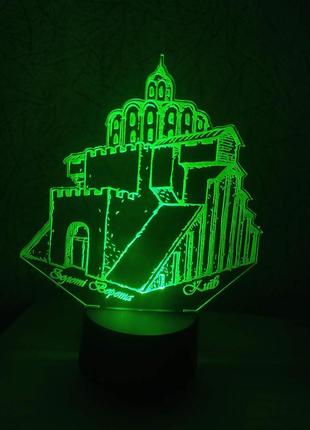 3d-світильник київ золоті ворота, 3д-нічник, кілька підсвіток (на батарейці), подарунок із києва