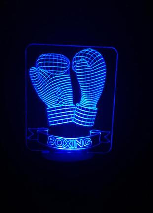 3d-светильник перчатки боксерские, 3д-ночник, несколько подсветок (на батарейке), подарок боксеру