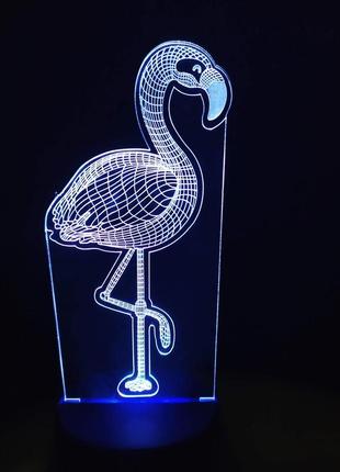 3d-светильник фламинго, 3д-ночник, несколько подсветок (батарейка+220в)4 фото