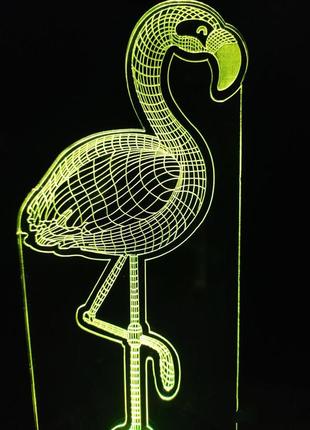 3d-светильник фламинго, 3д-ночник, несколько подсветок (батарейка+220в)3 фото