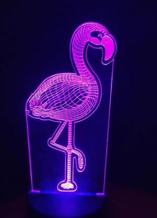 3d-светильник фламинго, 3д-ночник, несколько подсветок (батарейка+220в)5 фото