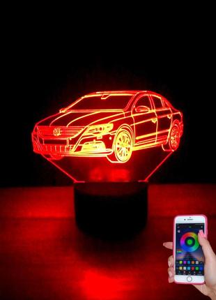 3d-светильник фольксваген, volkswagen, 3д-ночник, несколько подсветок (bluetooth)