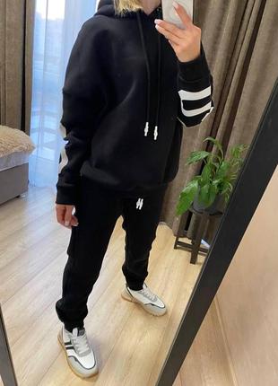 Костюм женский спортивный двойка ( кофта и штаны ) трехнить с накатом и капюшоном  бе-13686 фото