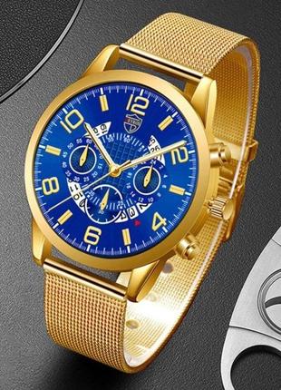 Чоловічий наручний годинник deyros, gold blue