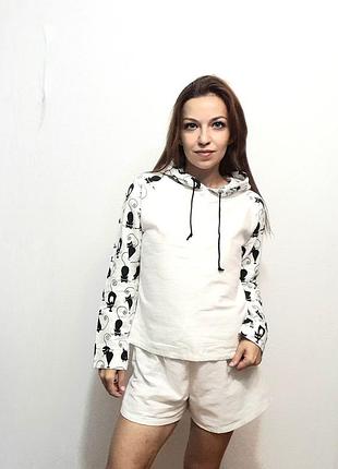 Жіноча фланелева піжама з кофтою і шортами, розмір 42/44 s