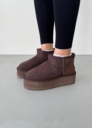 Угги угг уггі ugg boot Супер mini platform xl brown