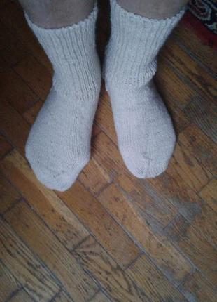 Белоснежные вязаные теплые шерстяные носки ручная работа 37-38 р унисекс