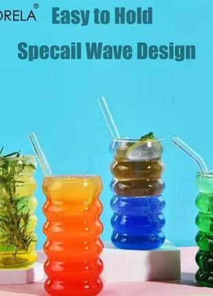 Склянка прозора хвилеподібна для коктейлів 500 мл5 фото