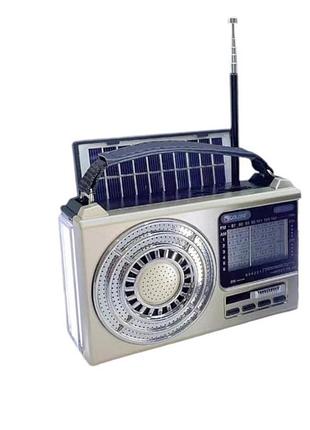 Радіоприймач акумуляторний з ліхтариком і сонячною панеллю solar golon rx-355s (bluetooth, fm, tf card) gold