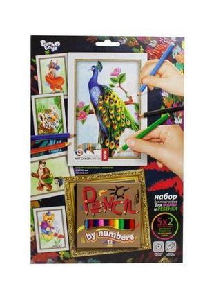 Картина по номерам "pencil by numbers: павлин"