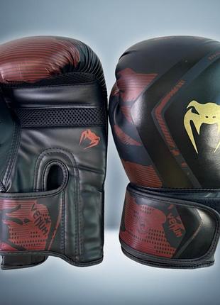 Боксерские перчатки venum 10 унций (10 oz) pu черный-красный vnm05-10
