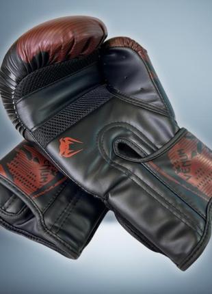 Боксерские перчатки venum 10 унций (10 oz) pu черный-красный vnm05-10