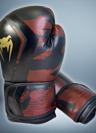 Боксерские перчатки venum 10 унций (10 oz) pu черный-красный vnm05-10