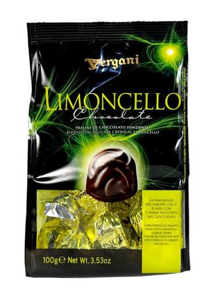 Vergani цукерки праліне лимончело в чорному шоколаді chocolate limoncello 100 г