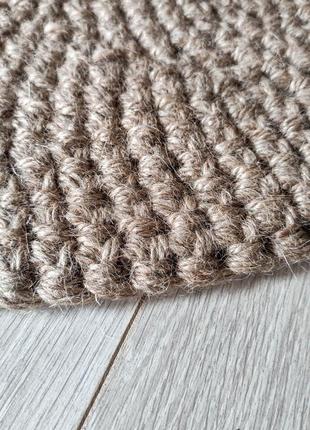 Маленький круглий джутовий килимок. двосторонній в'язаний килим. килим ручної роботи. підстилка для домашніх тварин .10 фото