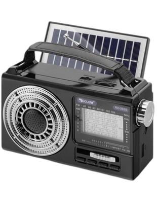 Радіоприймач акумуляторний з ліхтариком і сонячною панеллю solar golon rx-355s (bluetooth, fm, tf card) blac