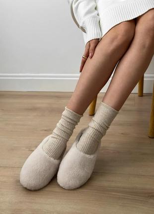 Капці хатні тапочки мюлі молочні сабо 590874