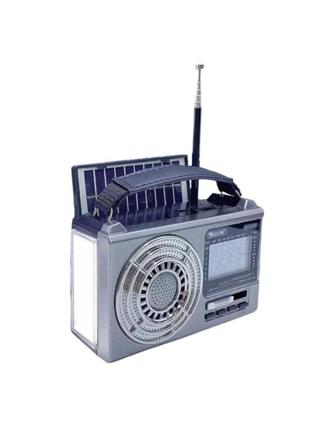 Радіоприймач акумуляторний з ліхтариком і сонячною панеллю solar golon rx-355s (bluetooth, fm, tf card) grey