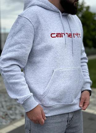Мужское худи серое, толстовка carhartt мужской худи hoodie carhartt худи светлое кархарт carhartt s-xl