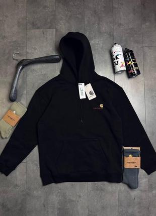 Мужское худи черное, толстовка carhartt мужской худи hoodie carhartt худи темное одежда кархарт carhartt s-m