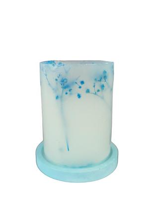 Декоративная свеча "мечта с гипсофилой" на подставке